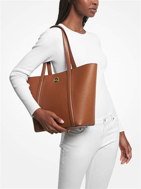 michael kors hadleigh large leather tote|Hadleigh Large Pebbled Leather Tote Bag .